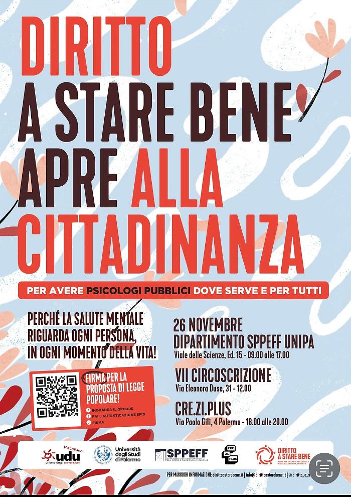 A Palermo la campagna "Diritto a Stare Bene": eventi, confronto e raccolta firme il 26 novembre