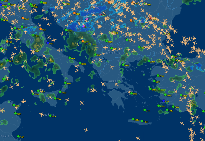 In Grecia lo spazio aereo &egrave; stato completamente chiuso